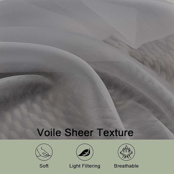 Sheer Grey Curtains 108 Inches Long - Image 5