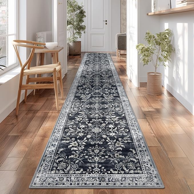 Yamaziot 2x12 Washable Hallway Runner Rug Non Slip Floral Carpet, Stain - Image 7