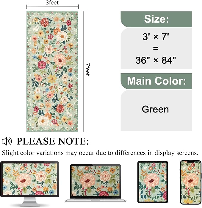 DUKINO 3x7 Kitchen Runner Rug, Washable Rug - Image 2