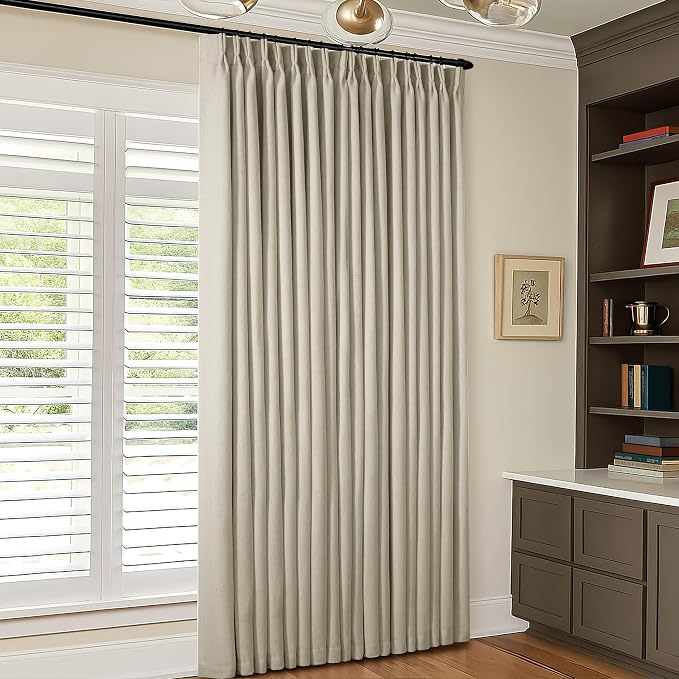 Burlywood Birch Pleated Blackout Linen 92 Inch Long Curtains 60 Inch Wide | - Image 7