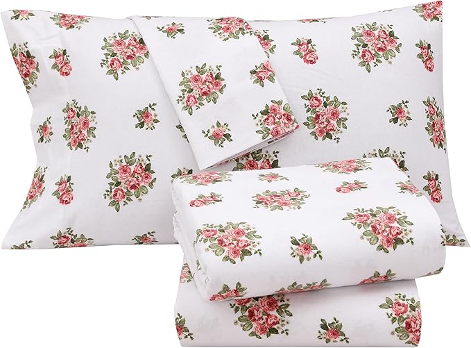 RUVANTI Flannel Sheets King Size - 100% Cotton Brushed King Size Sheets Set - Deep Pockets 16 Inches Bed Sheets - All Seasons Breathable & Extra Soft - Warm & Cozy, 4 Piece, Bali