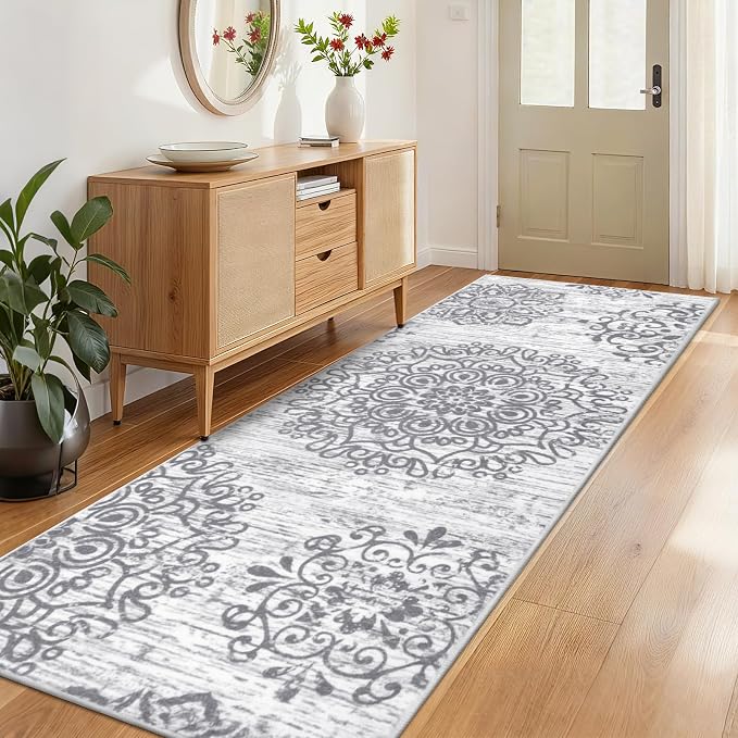 HEBE Hallway Runner Rug 3'x8', Washable Non Slip Kitchen Rug Runner | Soft Boho - Image 8