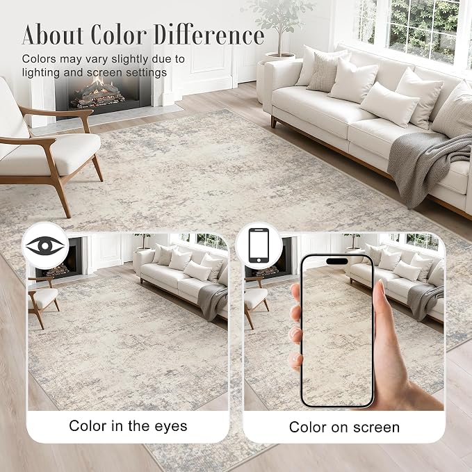 2x5 Washable Runner Rug：Modern Abstract Soft Carpet Brown Beige | - Image 3