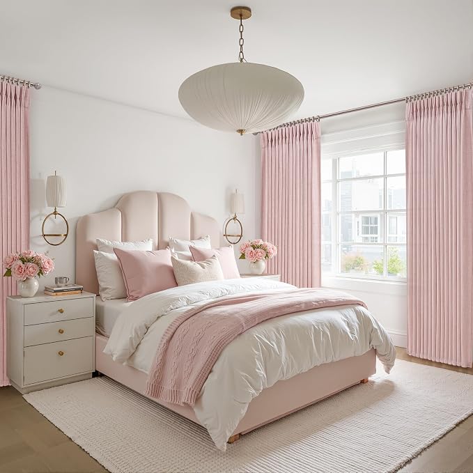 Pretty Light Pink Semi Sheer Curtains 96 Inches Long - Image 6