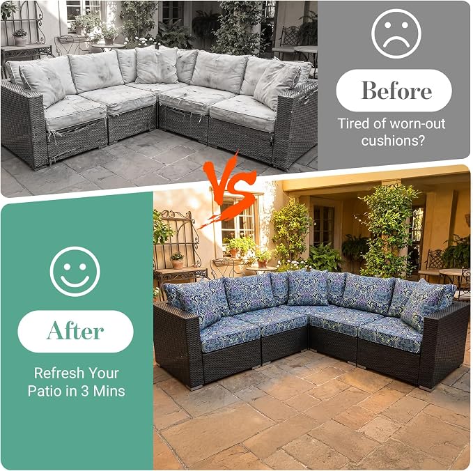 14Pcs Patio Cushion Covers Stretch Outdoor Furniture Protector Slipcovers | - Image 5