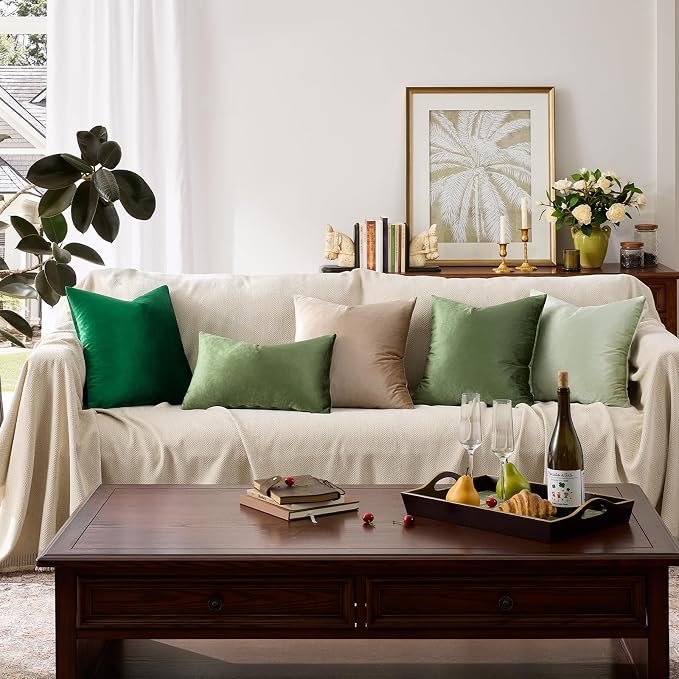 GIGIZAZA Olive Green Velvet Throw Pillow Covers 20x20 Pack of 2 | Decorative - Image 7