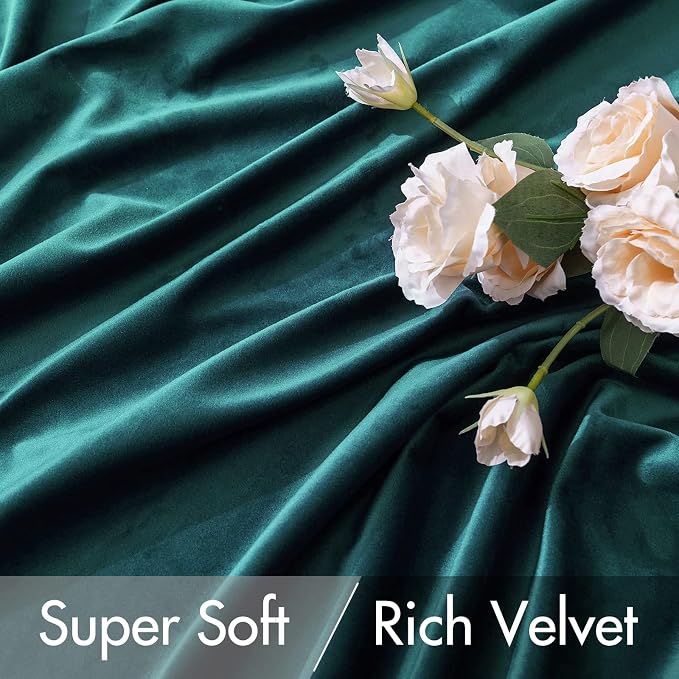 MIULEE Velvet Blackout Curtains 52x90 inches 2 Panels Emerald Green | Luxury - Image 4