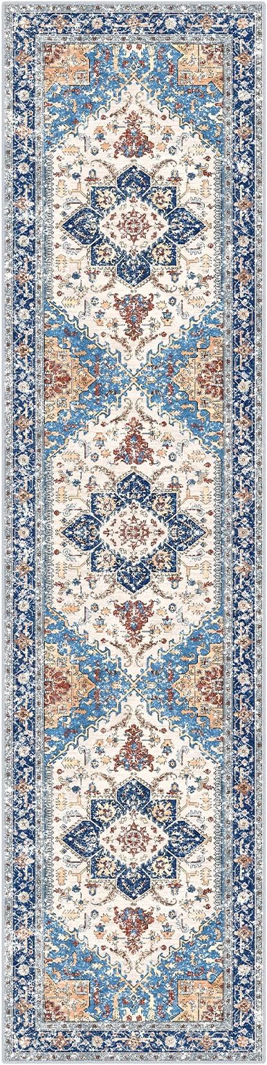 Yamaziot Washable Runner Rug, 2x8 Non-Slip Boho Vintage Hallway Kitchen Rug | - Image 3