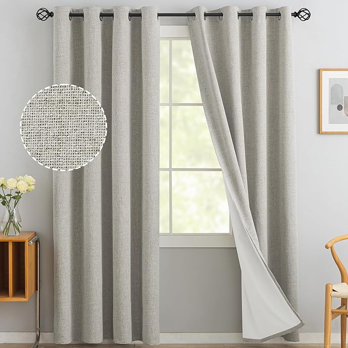Yakamok Oatmeal Linen Textured Curtains 84 Inches Long by Yakamok