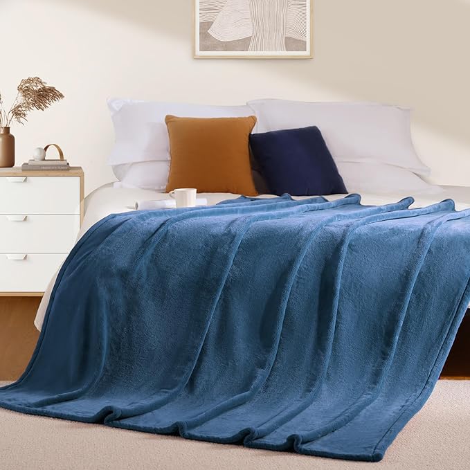 BEAUTEX Fleece Blanket King Size Super Soft Flannel Throw Blanket Lightweight Fuzzy Plush Blanket for Couch Sofa or Bed All Seasons (Dusty Blue, 108" x 90")