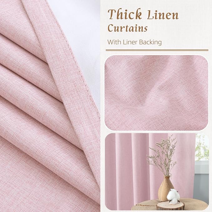Pink 100% Blackout Window Curtains - Image 7