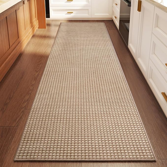 Kitchen Runner Rug Mat Non Slip Hallway Runner Washable Brown 2x6 ft | Boho by YDKGL