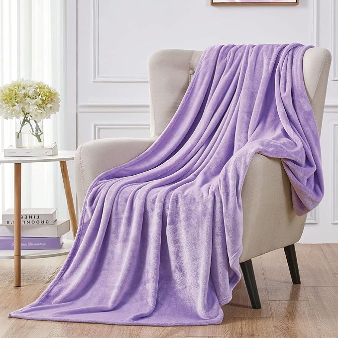 Walensee Fleece Blanket Plush Throw Fuzzy Lightweight (Twin Size 60x80 Lavender) Super Soft Microfiber Flannel Blankets for Couch, Bed, Sofa Ultra Luxurious Warm and Cozy for All Seasons