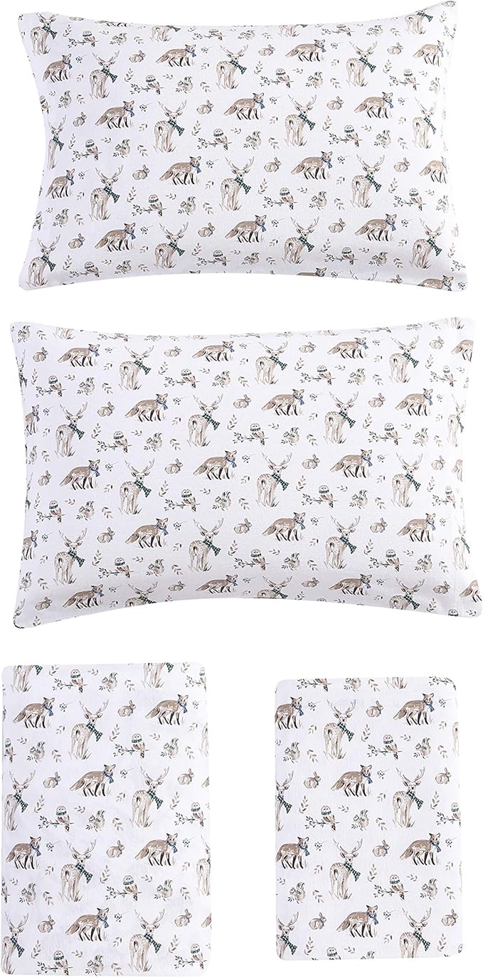 Eddie Bauer - Queen Sheets, Cotton Flannel Bedding Set, Brushed For Extra Softness, Cozy Home Decor (Woodlands Friends, Queen)