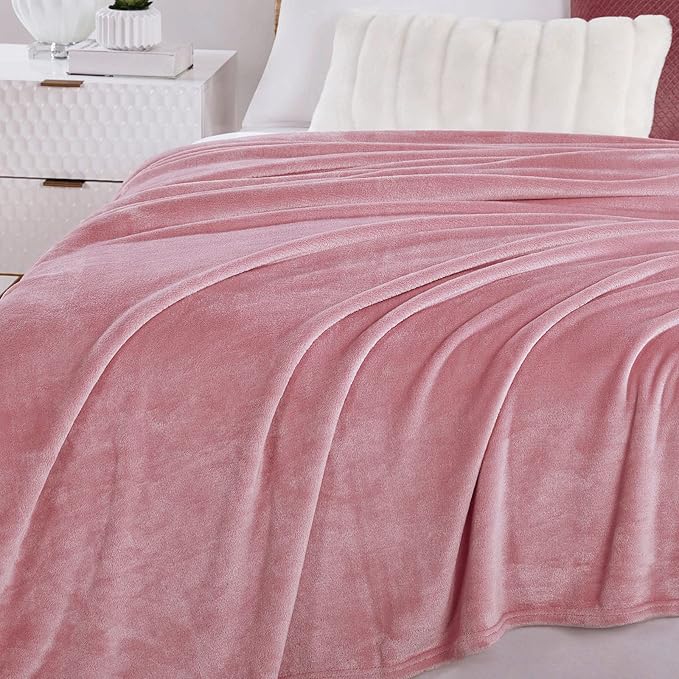 Walensee Fleece Blanket Plush Throw Fuzzy Lightweight (XL-Twin Size 66x90 Blush) Super Soft Microfiber Flannel Blankets for Couch, Bed, Sofa Ultra Luxurious Warm and Cozy for All Seasons