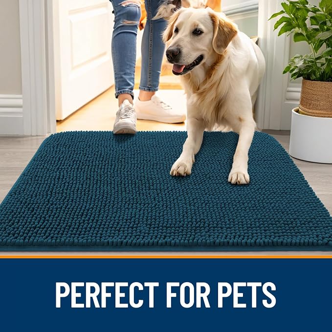 OLANLY Dog Door Mat for Muddy Paws 47x20, Super Absorbent Chenille Mud Mat | - Image 6