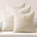 MIULEE Beige Throw Pillow Covers 16x16 Inch Set of 4 Boho Patchwork Cushion by MIULEE
