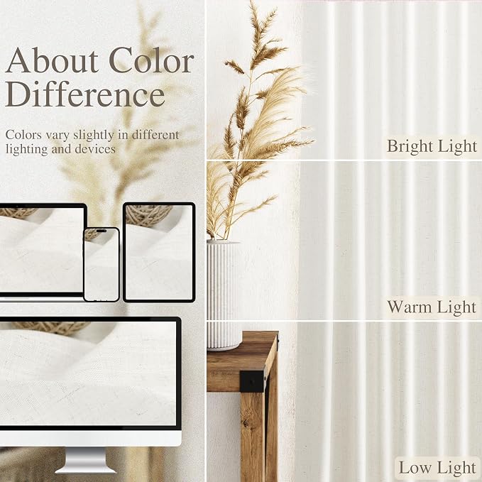 Neutral Linen Curtains 63 Inch Length - Image 3