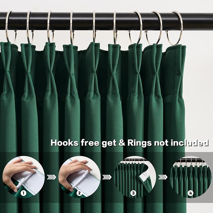 Dark Green Pinch Pleated Blackout Curtains - Image 2