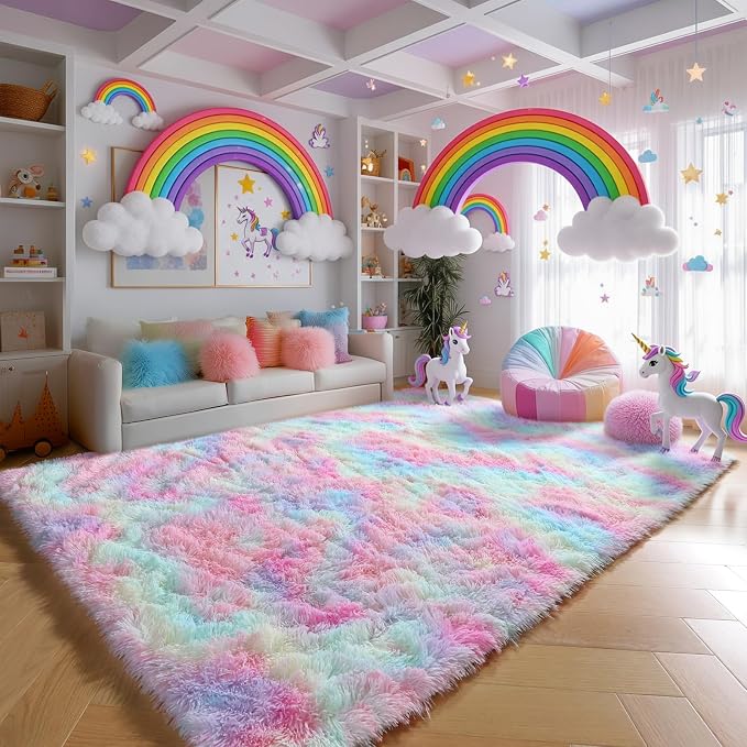9x12 Rainbow Large Area Rug, Plush Rugs - Image 3