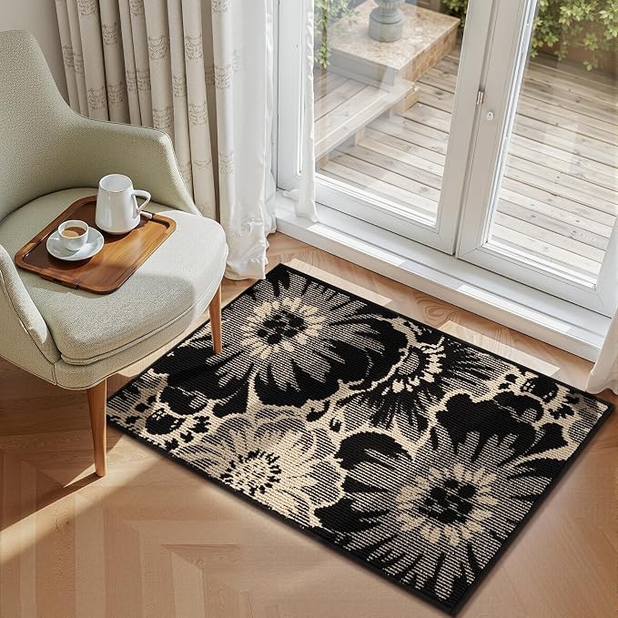 Findosom Washable Runner Rug 2x3, Non Slip High-Low Textured Floral Small - Image 3