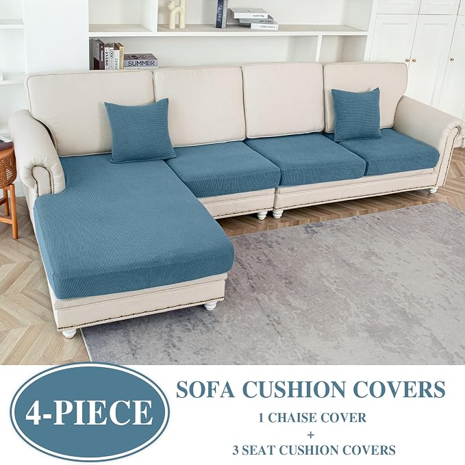 LA MEACK Couch Cushion Covers for Sectional Sofa L Shape Washable Separate Seat - Image 2