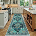 RELEANY Washable Area Rug, Runner 3'x9', Teal | Non-Slip, Water Repellent by RELEANY