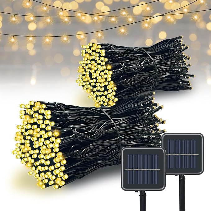 Solar String Lights Outdoor, 2 Pack 170FT 480 LED Waterproof Solar Christmas Lights with 8 Lighting Modes for Tree Xmas Decorations