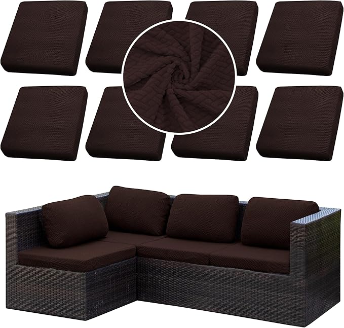 8PCS Patio Cushion Covers.Patio Furniture Couch SeatSlipcovers | Washable by SUKAIKEQA
