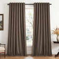 Topfinel Chocolate Brown Linen Curtain 120 Inches Long by Topfinel