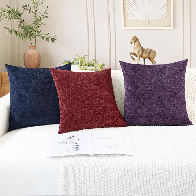 CaliTime Decorative Couch Throw Pillow Covers 24 X 24 Inches Navy Blue | Pack - Image 5