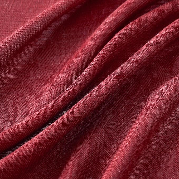 MIULEE Burgundy Red Linen Curtains 52x96 Inch Long - Image 4