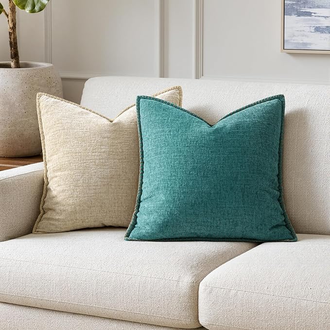 MIULEE Decorative Couch Throw Pillow Covers 18x18 Inch Teal 2 Pack | Farmhouse - Image 4