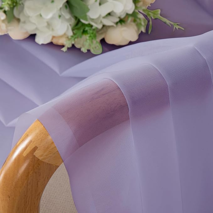 Light Filtering Lavender Sheer Curtains 63 Inch Length 2 Panels, Solid - Image 8