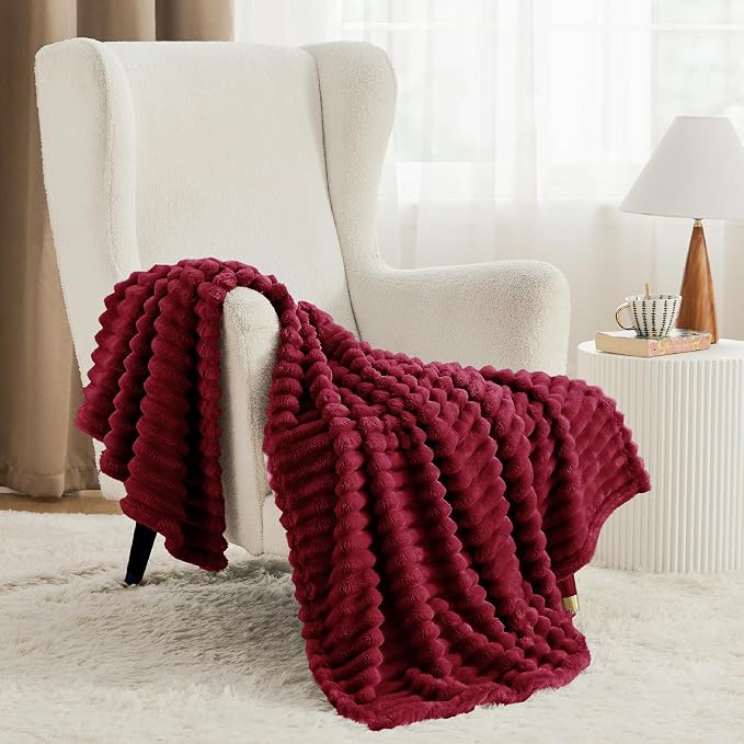 Bedsure Soft Throw Blanket for Couch Decor Gifts Deep Red 50"x70" | Birthday - Image 3