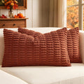 MIULEE Fall Lumbar Corduroy Decorative Throw Pillow Covers 12x20 Rust | by MIULEE