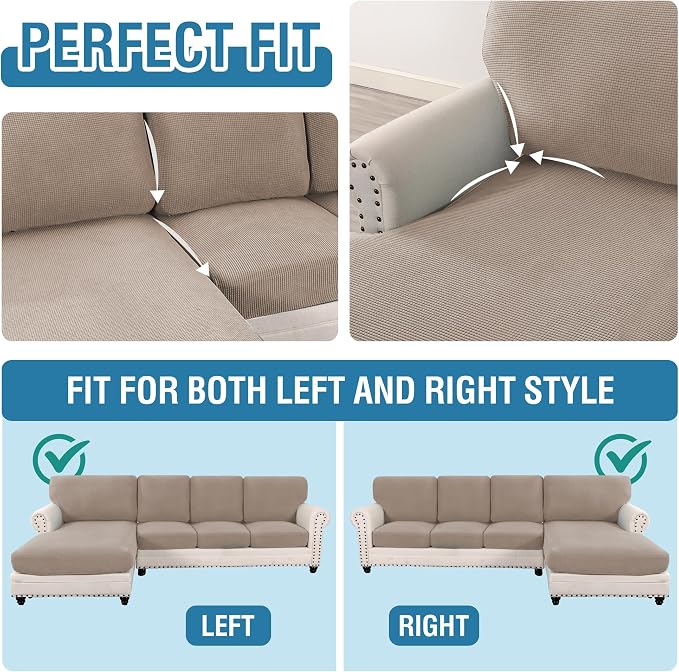 H.VERSAILTEX Sectional Couch Covers 8 Pieces Stretch Sofa Covers - Image 5