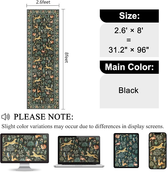 DUKINO 2.6x8 Rug for Hallway, Washable Kitchen Runner Rug Non Slip, Stain - Image 2