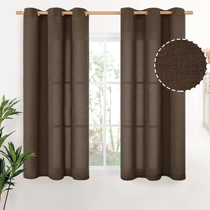 YoungsTex Brown Linen Curtains 45 Inches Length by YoungsTex