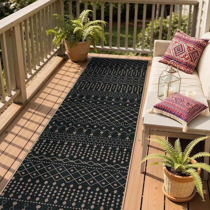 Lahome Moroccan Easy Jute Washable Runner Rug, 2x8 Black Kitchen Runner | - Image 8