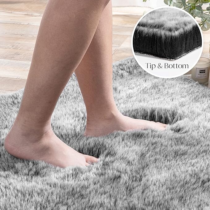 Ashler Faux Fox Fur Rug, 2x3 FT Rectangle Rugs, Ultra Soft Shaggy Area Rugs - Image 5