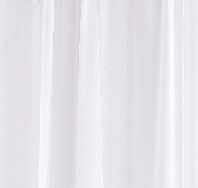 LinenZone White Window Scarf Valance in 288 Inch Size. Use Window Scarves as Canopy Bed or Backdrop Curtains, Curtain Scarf, or Sheer Fabric for Draping. (Amazing 55 x 288, White)