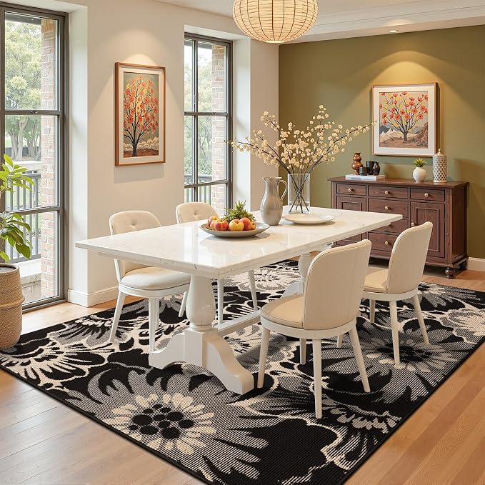 Findosom Washable Area Rug 5x7, Non Slip High-Low Textured Floral Rugs - Image 8