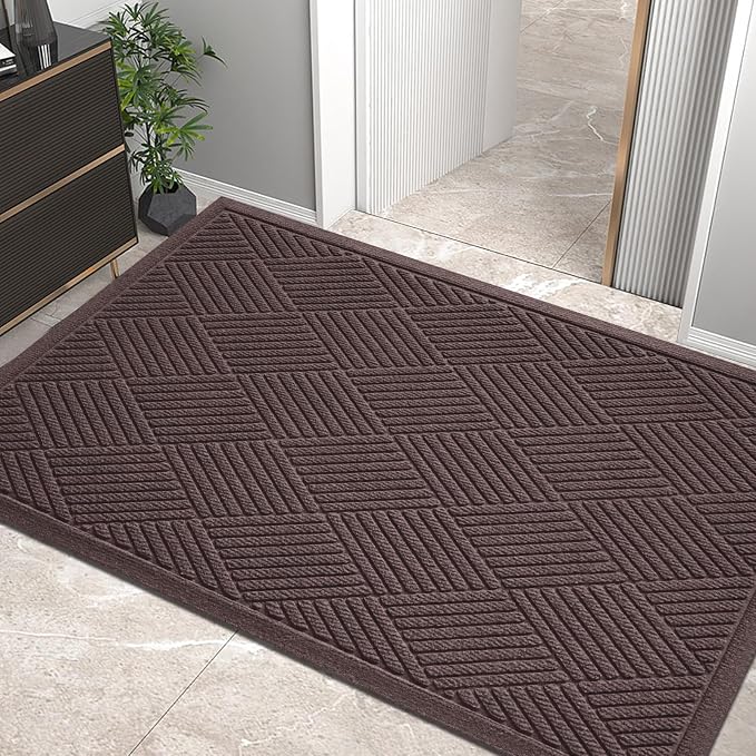 Sturdy Front Door Mat, Absorbent Muddy Dirt Resist Welcome Door Mats Outdoor by HIYARD