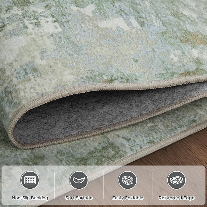 Aelenmu 6x9 Area Rugs for Living Room Bedroom Dining Room Washable Green | Soft - Image 4