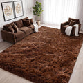 Amdrebio Chocolate Brown Fluffy Area Rug 4x6 by Amdrebio