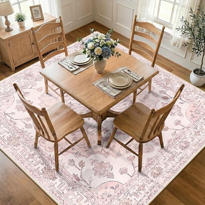 RELEANY Washable Area Rug, Square 8'x8', Water Repellent, Pet Friendly - Image 2