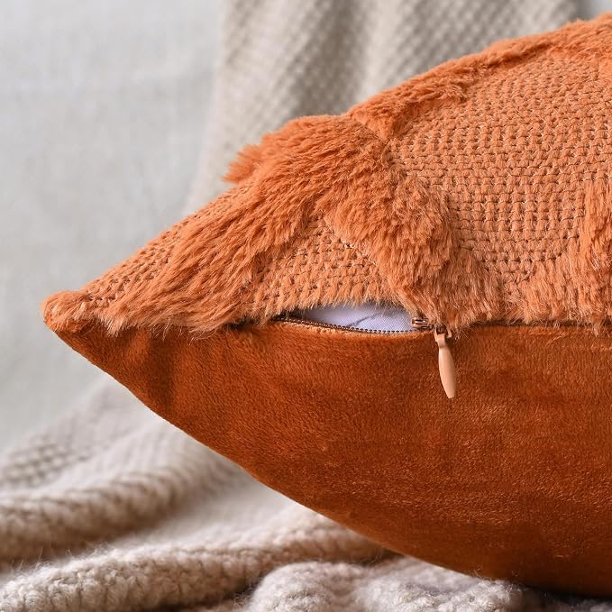 Set of 2 Soft Moroccan Throw Pillow Covers 20x20 Inch Plush Boho Decorative - Image 4