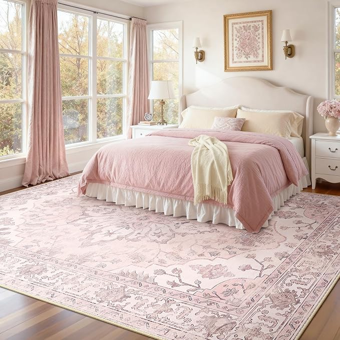 RELEANY Washable Area Rug, Water Repellent, Pet Friendly, Vintage Floral Boho - Image 2