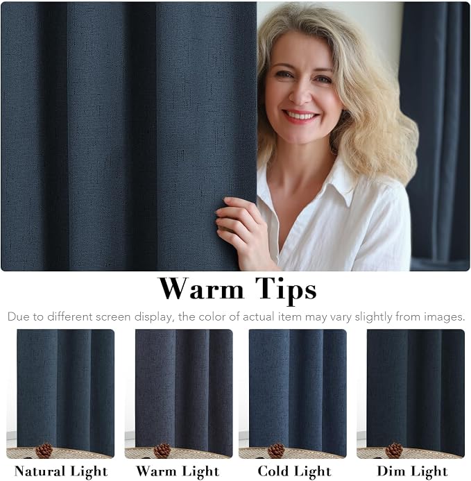 H.VERSAILTEX Blackout Curtains Linen Curtains 120 inches Long 100% Black Out - Image 5